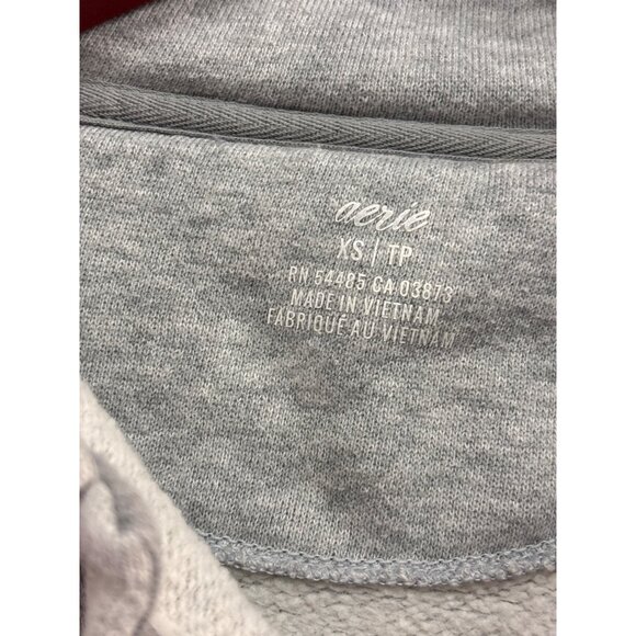 Aerie XS Gray Cropped Fleece Pullover Sweatshirt - Picture 2 of 6